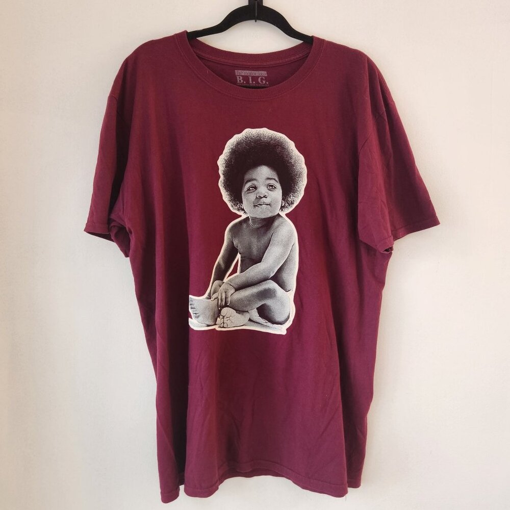 The Notorious B.I.G. Band Tee Maroon Purple T-Shirt Biggie Baby Graphic Men's XL